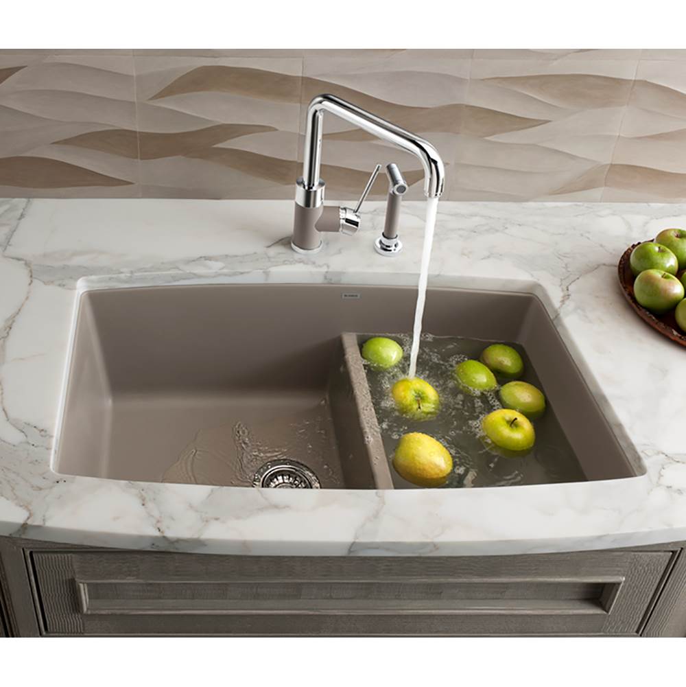 Performa SILGRANIT 33'' 60/40 Double Bowl Undermount Kitchen Sink with Low Divide - White