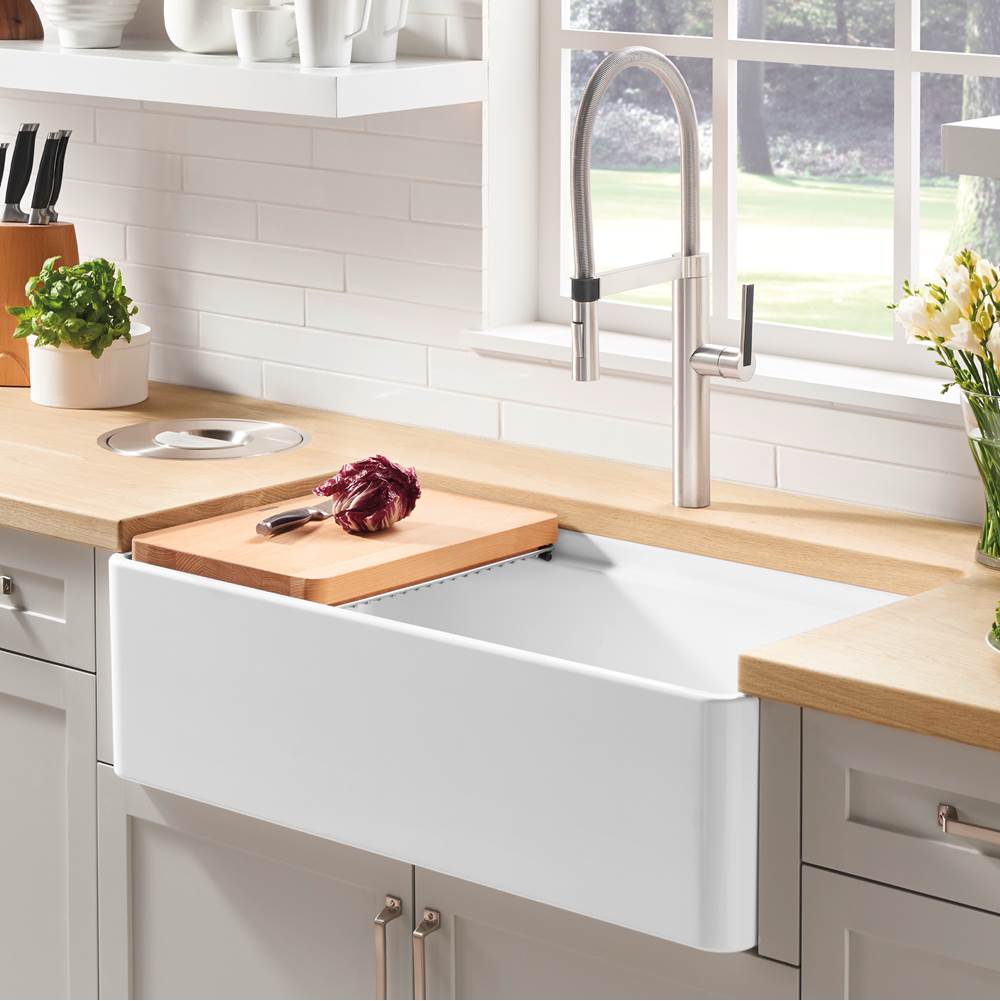 Profina 36'' Single Bowl Apron-Front Fireclay Farmhouse Sink - White