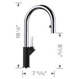 Urbena Pull-Down Dual-Spray Kitchen Faucet - Chrome