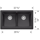 Vintera SILGRANIT 33'' Double Bowl Apron-Front Farmhouse Sink - Anthracite