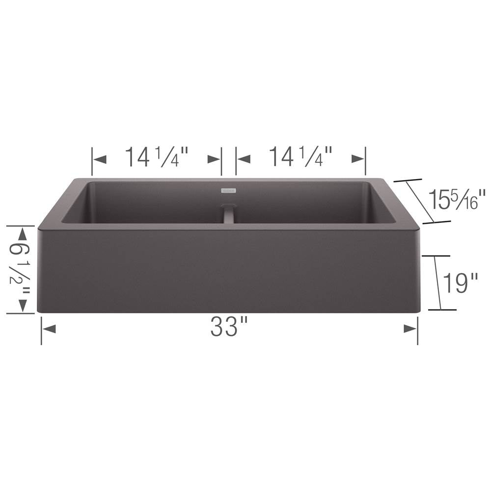 Vintera SILGRANIT 33'' Double Bowl Apron-Front Farmhouse Sink - Anthracite