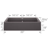 Vintera SILGRANIT 33'' Double Bowl Apron-Front Farmhouse Sink - Anthracite