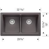 Vintera SILGRANIT 33'' Double Bowl Apron-Front Farmhouse Sink - Anthracite