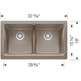 Vintera SILGRANIT 33'' Double Bowl Apron-Front Farmhouse Sink - Anthracite