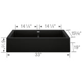Vintera SILGRANIT 33'' Double Bowl Apron-Front Farmhouse Sink - Anthracite