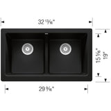 Vintera SILGRANIT 33'' Double Bowl Apron-Front Farmhouse Sink - Anthracite
