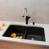 Diamond SILGRANIT 32'' 50/50 Double Bowl Undermount Kitchen Sink with Low Divide - Cinder