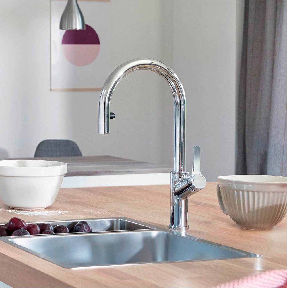 Urbena Pull-Down Dual-Spray Kitchen Faucet - Chrome