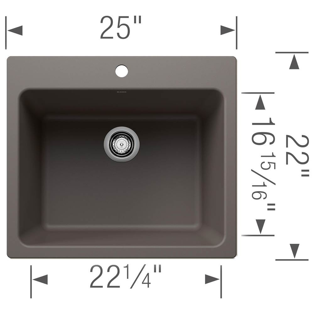 Liven SILGRANIT 25'' Single Bowl Dual Mount Laundry Sink - Soft White