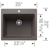 Liven SILGRANIT 25'' Single Bowl Dual Mount Laundry Sink - Soft White