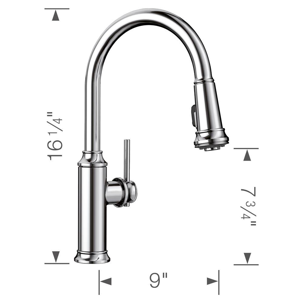 Empressa High Arc Pull-Down Dual-Spray Kitchen Faucet - PVD Steel