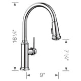 Empressa High Arc Pull-Down Dual-Spray Kitchen Faucet - PVD Steel