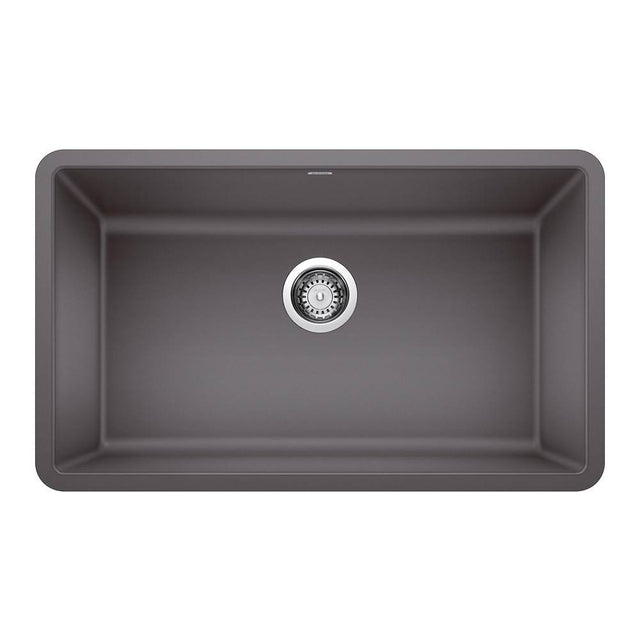 Blanco - Precis SILGRANIT 30'' Single Bowl Undermount Kitchen Sink - Cinder - Cinder