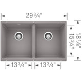 Precis SILGRANIT 29'' 50/50 Double Bowl Undermount Kitchen Sink - Coal Black