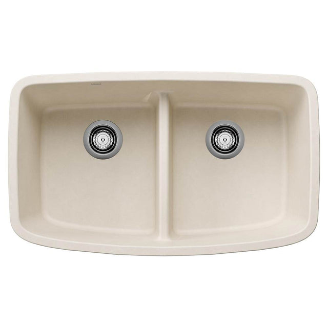Blanco - Valea SILGRANIT 32'' 50/50 Double Bowl Undermount Kitchen Sink with Low Divide - Soft White - Soft White