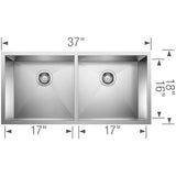 Precision R0 37'' 50/50 Double Bowl Undermount Stainless Steel Kitchen Sink