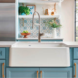 Ikon SILGRANIT 33'' Double Bowl Apron-Front Farmhouse Sink with Low Divide - Anthracite