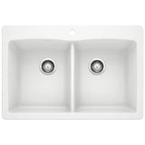 Blanco - Diamond SILGRANIT 33'' 50/50 Double Bowl Dual Mount Kitchen Sink - White - White