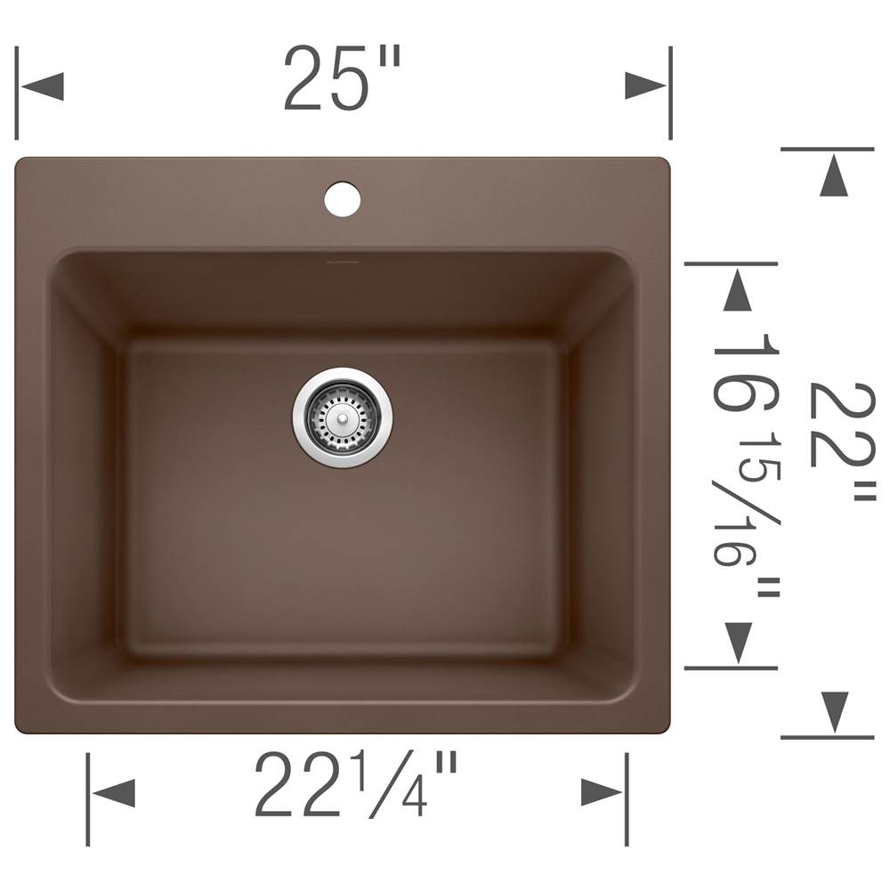 Liven SILGRANIT 25'' Single Bowl Dual Mount Laundry Sink - Anthracite