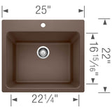 Liven SILGRANIT 25'' Single Bowl Dual Mount Laundry Sink - Anthracite