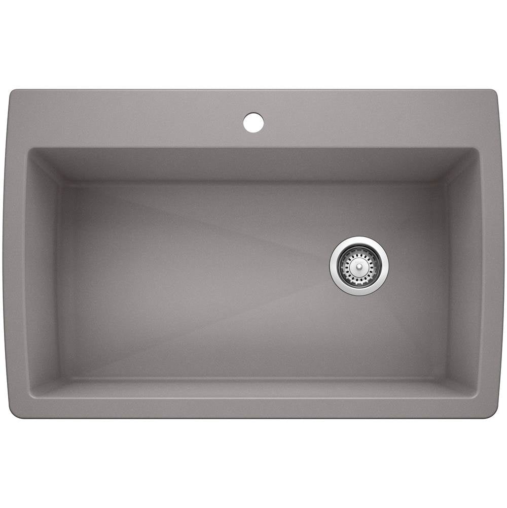 Blanco - Diamond SILGRANIT 33.5'' Super Single Dual Mount Kitchen Sink - Metallic Gray - Metallic Gray