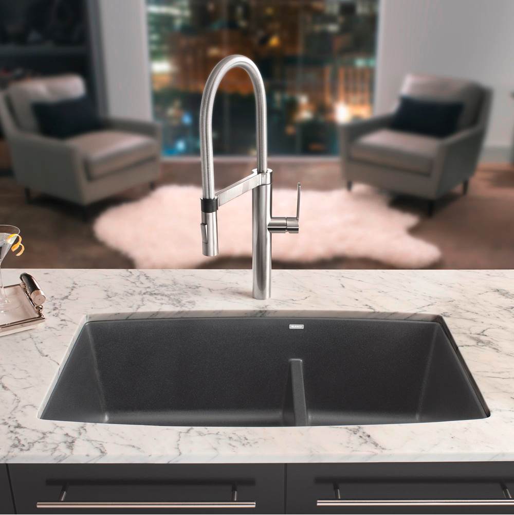 Performa SILGRANIT 33'' 60/40 Double Bowl Undermount Kitchen Sink with Low Divide - White