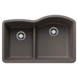 Blanco - Diamond SILGRANIT 32'' 40/60 Reverse Double Bowl Undermount Kitchen Sink with Low Divide - Volcano Gray - Volcano Gray