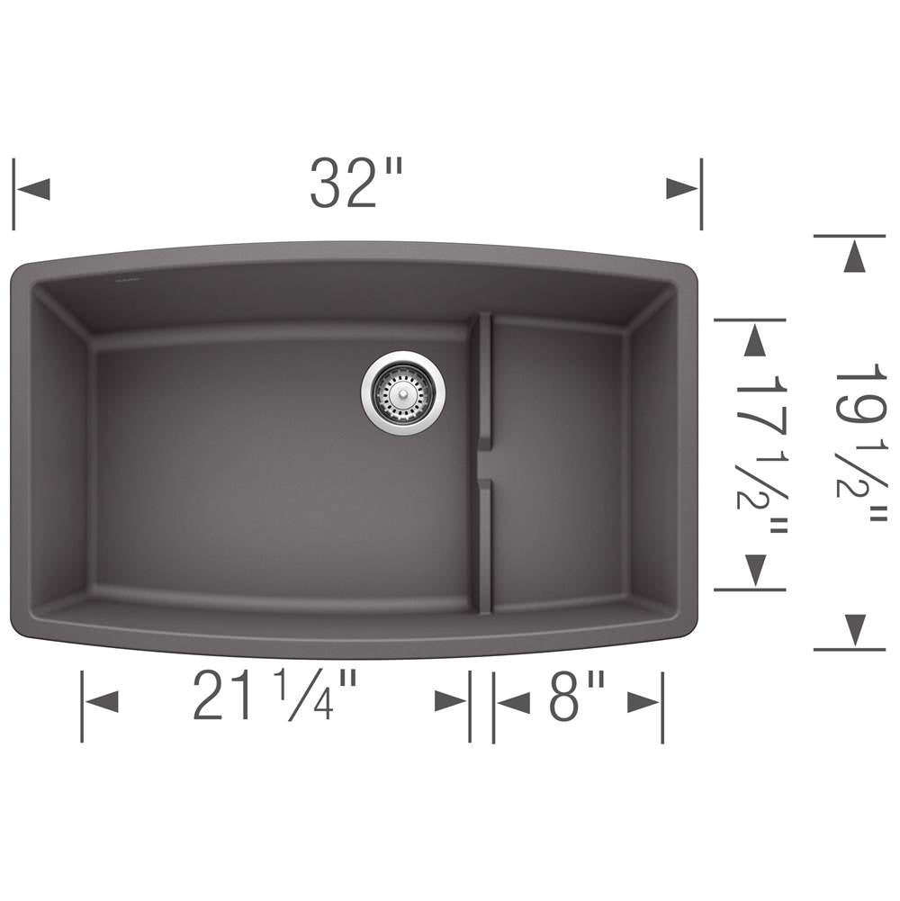 Performa Cascade SILGRANIT 32'' Single Bowl Undermount Kitchen Sink with Colander - Cafe