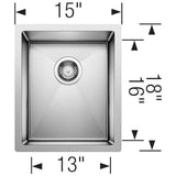 Precision R10 15'' Undermount Stainless Steel Bar Sink
