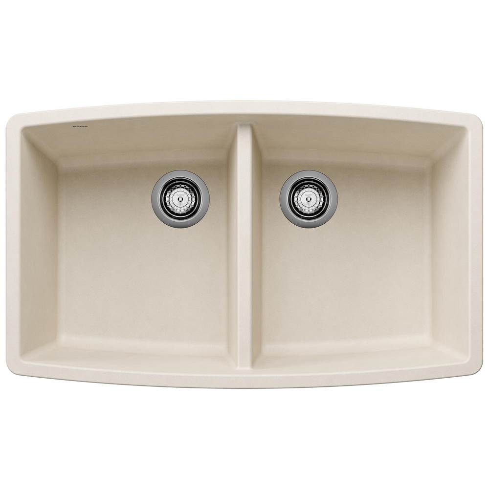 Blanco - Performa SILGRANIT 33'' 50/50 Double Bowl Undermount Kitchen Sink - Soft White - Soft White