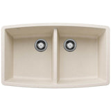 Blanco - Performa SILGRANIT 33'' 50/50 Double Bowl Undermount Kitchen Sink - Soft White - Soft White
