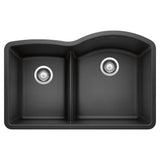 Blanco - Diamond SILGRANIT 32'' 40/60 Reverse Double Bowl Undermount Kitchen Sink with Low Divide - Anthracite - Anthracite