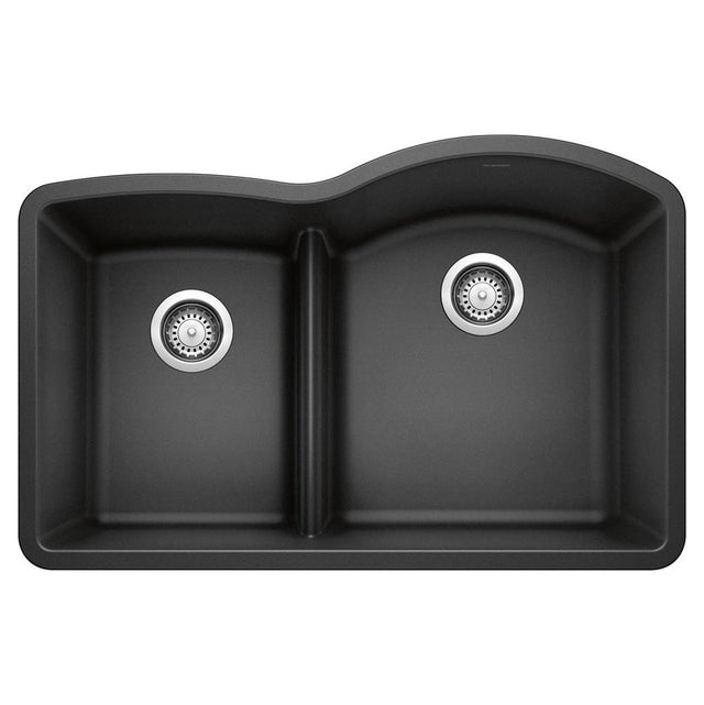 Blanco - Diamond SILGRANIT 32'' 40/60 Reverse Double Bowl Undermount Kitchen Sink with Low Divide - Anthracite - Anthracite