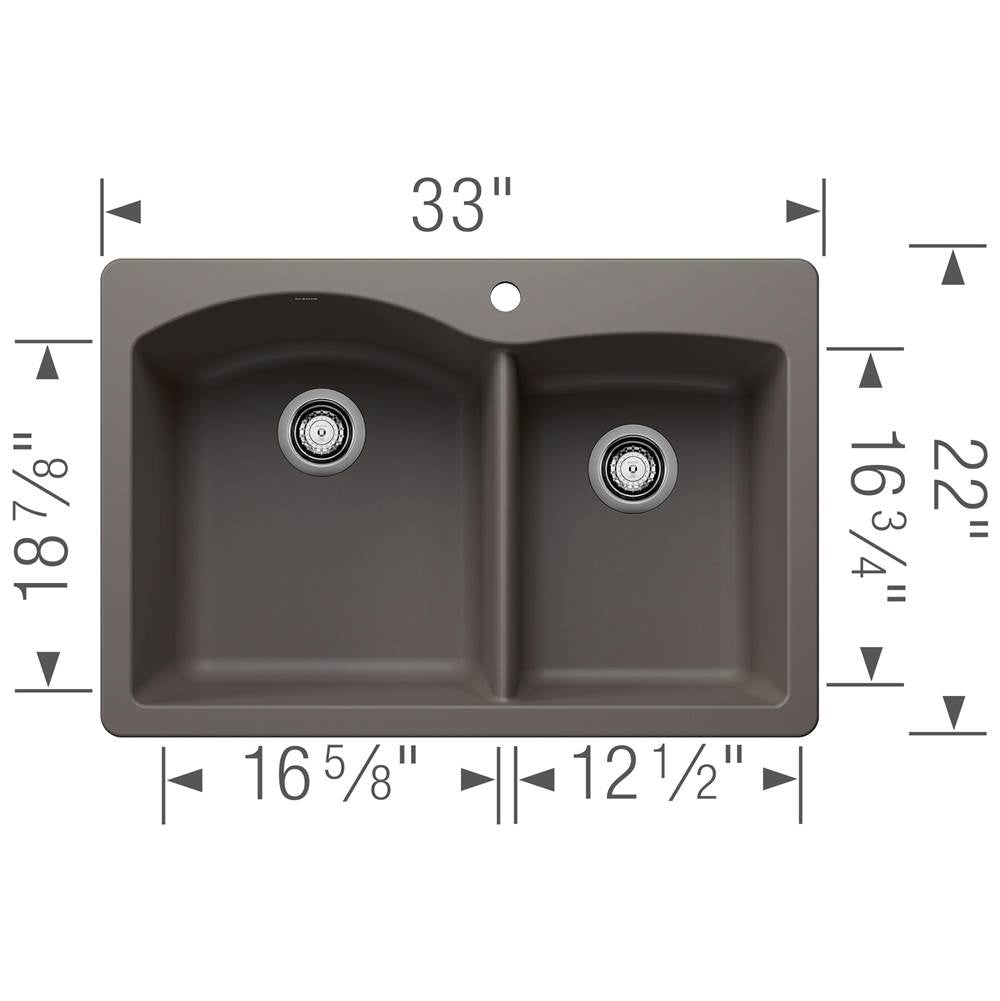 Diamond SILGRANIT 33'' 60/40 Double Bowl Dual Mount Kitchen Sink - Soft White