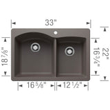 Diamond SILGRANIT 33'' 60/40 Double Bowl Dual Mount Kitchen Sink - Soft White