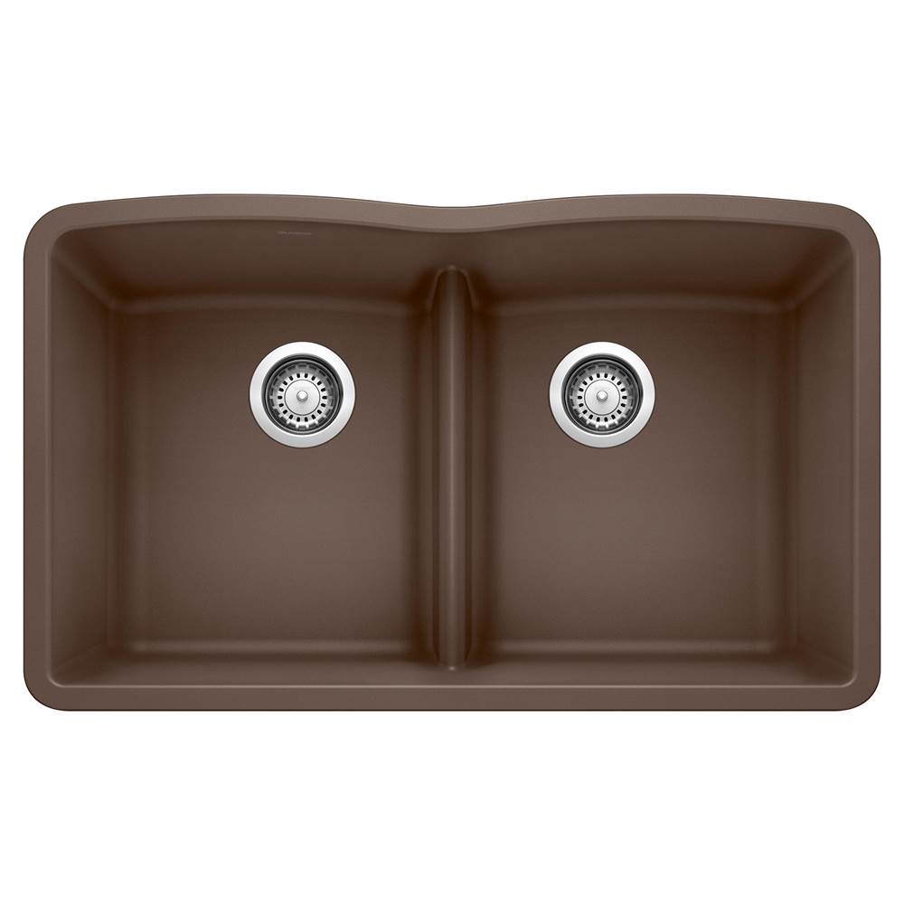 Blanco - Diamond SILGRANIT 32'' 50/50 Double Bowl Undermount Kitchen Sink with Low Divide - Cafe - Cafe