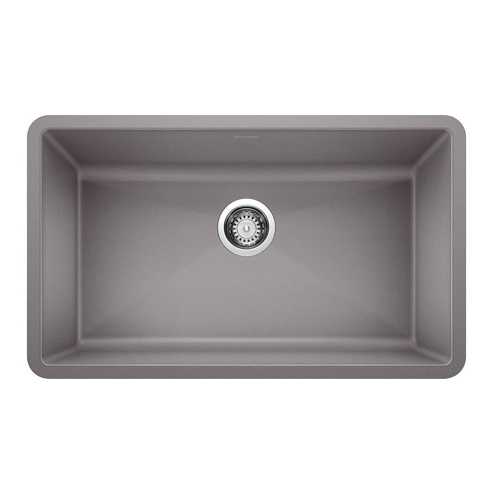 Blanco - Precis SILGRANIT 32'' Super Single Undermount Kitchen Sink - Metallic Gray - Metallic Gray