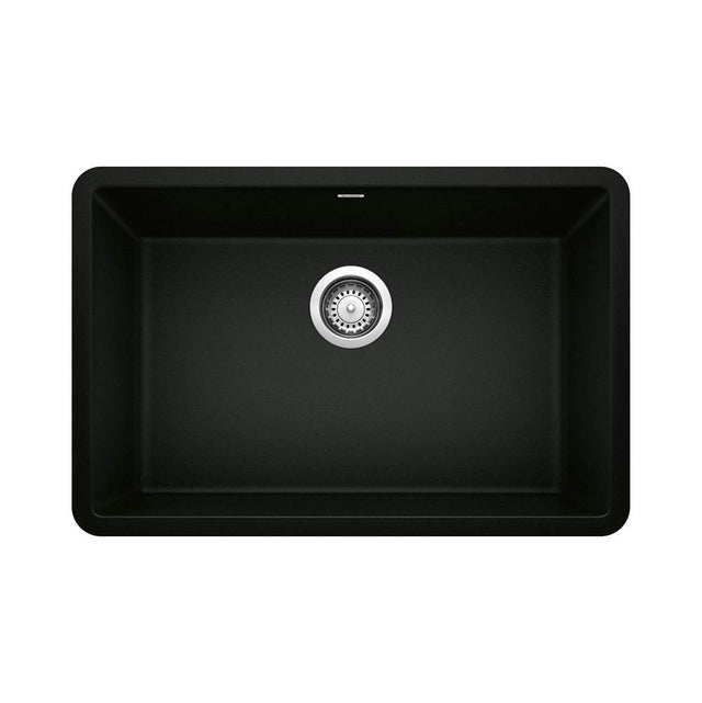 Blanco - Precis SILGRANIT 27'' Single Bowl Undermount Kitchen Sink - Coal Black - Coal Black