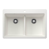 Blanco - Liven SILGRANIT 33'' 50/50 Double Bowl Dual Mount Kitchen Sink with Low Divide - White - White