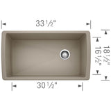 Diamond SILGRANIT 33'' Super Single Undermount Kitchen Sink - Cinder