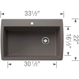 Diamond SILGRANIT 33.5'' Super Single Dual Mount Kitchen Sink - Soft White