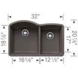 Diamond SILGRANIT 32'' 60/40 Double Bowl Undermount Kitchen Sink - Soft White