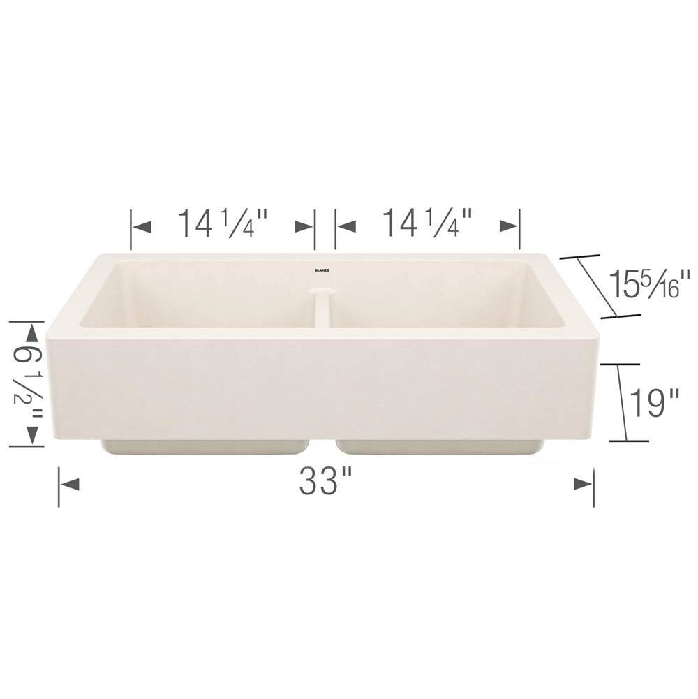 Vintera SILGRANIT 33'' Double Bowl Apron-Front Farmhouse Sink - Soft White