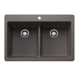 Blanco - Liven SILGRANIT 33'' 50/50 Double Bowl Dual Mount Kitchen Sink with Low Divide - Volcano Gray - Volcano Gray