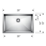 Quatrus R0 28'' Single Bowl Undermount Stainless Steel Kitchen Sink
