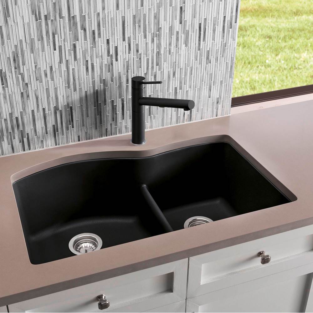Diamond SILGRANIT 32'' 60/40 Double Bowl Undermount Kitchen Sink with Low Divide - Anthracite