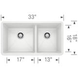 Precis SILGRANIT 33'' 60/40 Double Bowl Undermount Kitchen Sink - White
