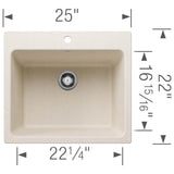 Liven SILGRANIT 25'' Single Bowl Dual Mount Laundry Sink - Soft White