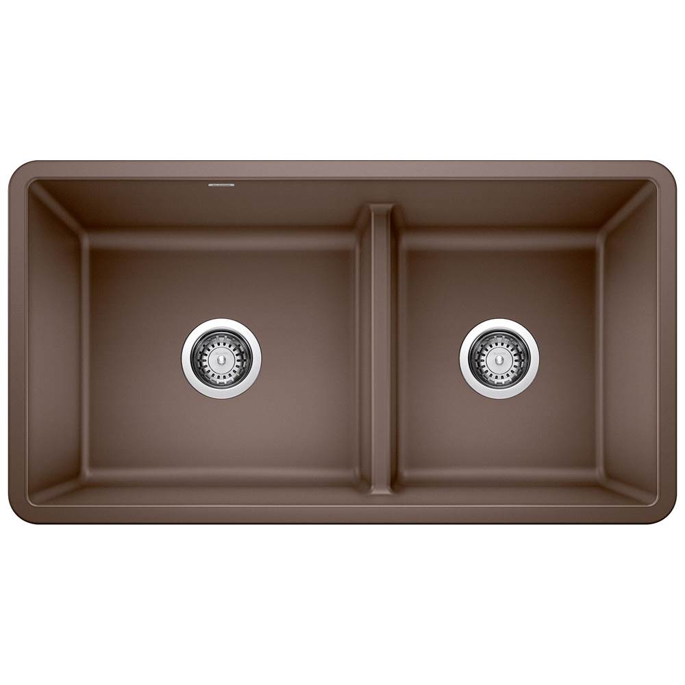 Blanco - Precis SILGRANIT 33'' 60/40 Reversible Double Bowl Undermount Kitchen Sink with Low Divide - Cafe - Cafe