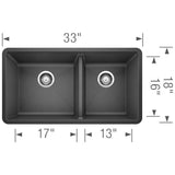 Precis SILGRANIT 33'' 60/40 Double Bowl Undermount Kitchen Sink - White